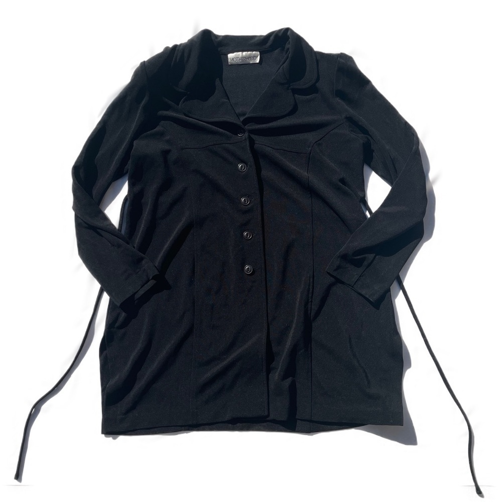 Motherhood maternity women’sall black long button up blazer dress